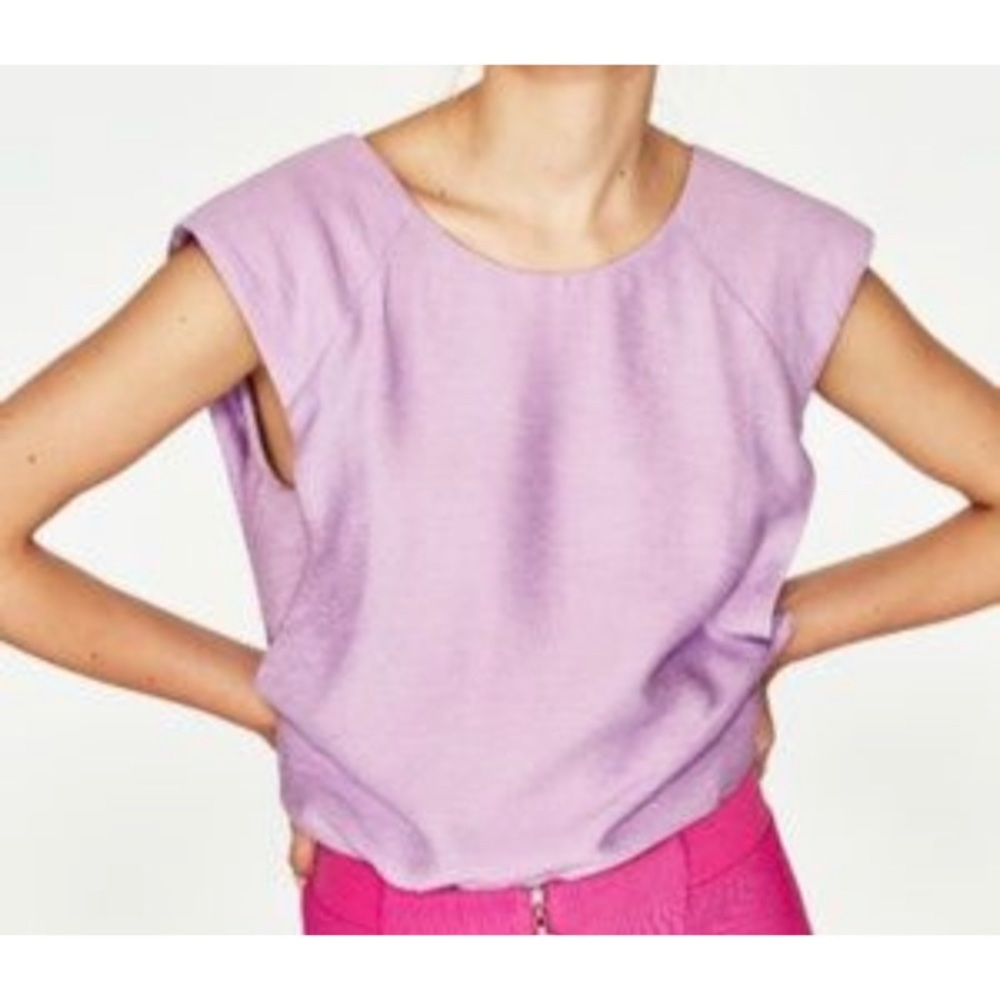 Zara Trafaluc Lavender Lilac Blouse Low Back M